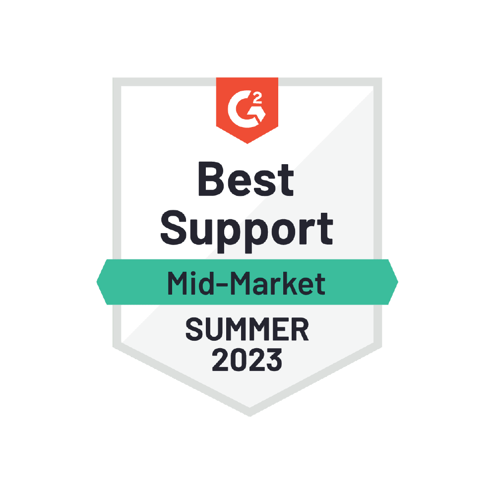 G2 Best Support Mid-Market_Summer 2023