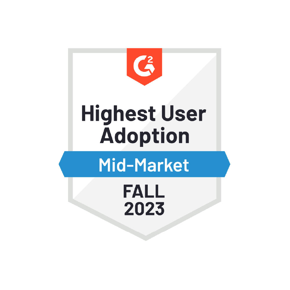 G2 Highest User Adoption Mid-Market Fall 2023
