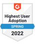 G2 Spring 2022 award - Highest User Adoption G2 Spring 2022 award - Highest User Adoption