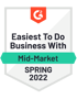 G2 Spring 2022 award - Easiest to do business with G2 Spring 2022 award - Easiest to do business with
